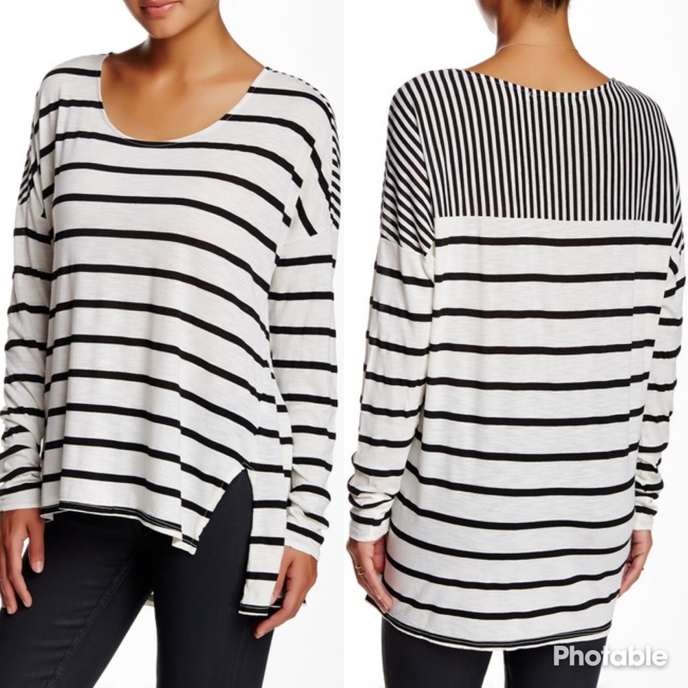 Michael Stars Scoop Neck Striped Shirt